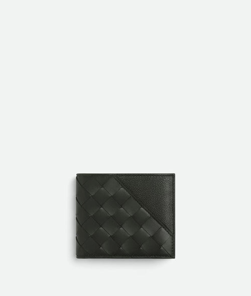 BOTTEGA VENETA Men's Intrecciato Diagonal Bi-Fold Wallet | BOTTEGA VENETA Men's Intrecciato Diagonal Bi-Fold Wallet (Dark Green)