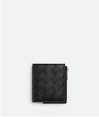 BOTTEGA VENETA Men's Intrecciato Bi-Fold Wallet With Zip | 葆蝶家 男仕銀包 (黑色)