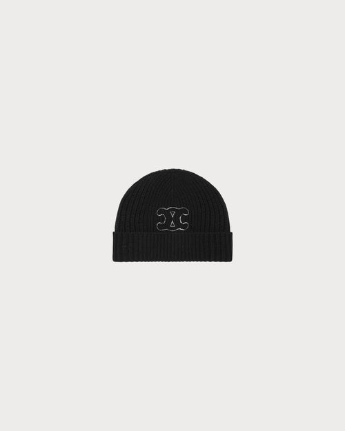 CELINE Triomphe Beanie in wool | Celine beanie (black)