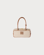 MIU MIU Beau Canvas and Leather Bag(Ecru)