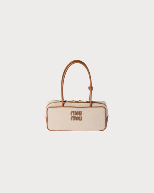 MIU MIU Beau Canvas and Leather Bag | Miu Miu Handbag (Off White)