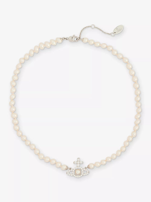 VIVIENNE WESTWOOD Olympia Pearl Brass Necklace | Queen Mother Necklace (Gold)