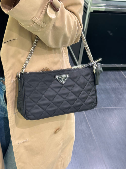 PRADA IBH026 Bandoliera Tessuto Impuntu | Prada handbag (black)