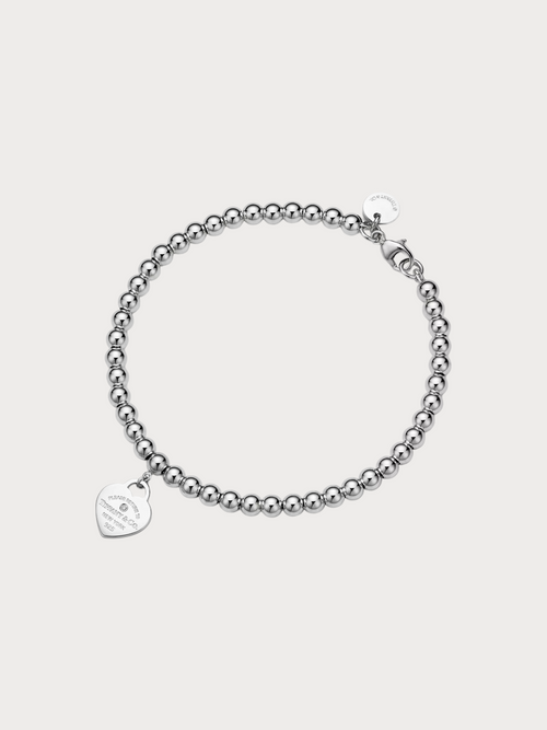 TIFFANY & CO. Heart Tag Bead Bracelet with a Diamond 4mm(2 Colors)