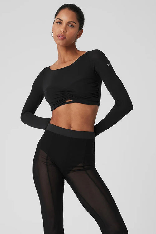 ALO YOGA Mesh Sheer Illusion Cropped Long Sleeve | 網眼透膚短版長袖上衣 (多色) - LondonKelly 英國名牌代購
