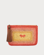 ANYA HINDMARCH Raffia Tassel Bow Clutch | 安雅·希德瑪芝 草編流蘇蝴蝶結手拿包(橙色/多色) - LondonKelly 英國名牌代購