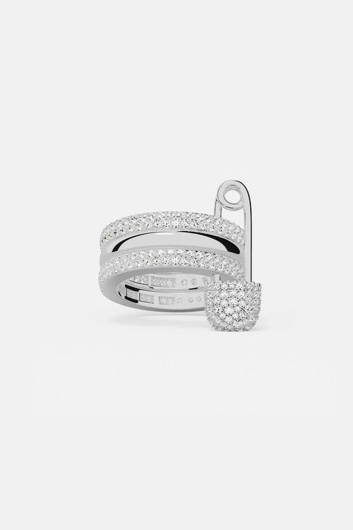 APM MONACO A22271OX Love, Smile, Bonheur Triple Hoop Safety Pin Ring | 三環安全別針戒指 (銀色) - LondonKelly 英國名牌代購
