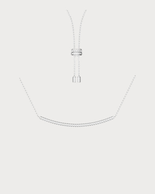 APM MONACO AC2945OX Adjustable Necklace with Paved Arched Pendant | 鋪鑽拱形吊墜可調式頸鏈 (銀色) - LondonKelly 英國名牌代購