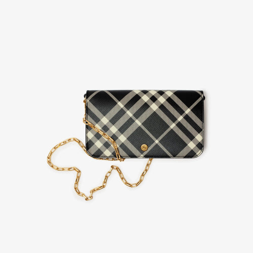 BURBERRY Check Chain Strap Wallet Black | 博柏利 銀包連鏈帶 (黑色) - LondonKelly 英國名牌代購
