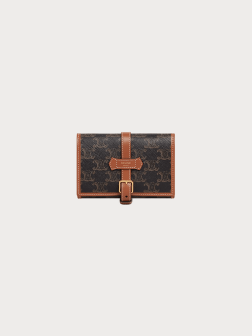 CELINE Jewelry Pouch Triomphe Canvas Calfskin(Tan) - LONDONKELLY 英國名牌代購