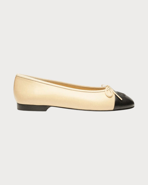 CHANEL G02819 Ballerina Flat Lambskin & Beige Black | 香奈兒 平底鞋 (多色) - LONDONKELLY 英國名牌代購