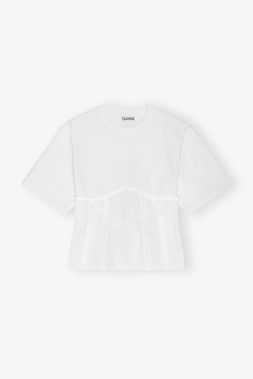 GANNI White Cotton Tie Back T-shirt | 短袖上衣 (白色) - LondonKelly 英國名牌代購