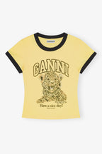 GANNI Yellow Basic Jersey Leopard T-shirt | 短袖豹T裇 (黃色) - LondonKelly 英國名牌代購