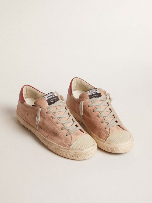 GOLDEN GOOSE Super - Star LTD in pink nubuck with perforated star and leather heel tab | 黃金鵝 Super - Star LTD 粉色磨砂皮款,搭配鏤空星星與皮革後跟標籤(古玫瑰色) - LondonKelly 英國名牌代購