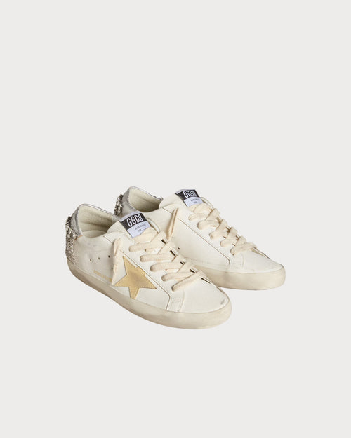 GOLDEN GOOSE Super - Star LTD with suede star and leather heel tab with crystals | 黃金鵝 Super - Star LTD 搭配麂皮星星與施華洛世奇水晶皮革後跟標籤(白色) - LondonKelly 英國名牌代購