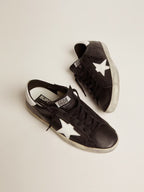 GOLDEN GOOSE Women's Super - Star in black leather with white leather star and heel tab | 黃金鵝 女款 Super - Star 黑色皮革款,搭配白色皮革星星與後跟標籤(黑色) - LondonKelly 英國名牌代購