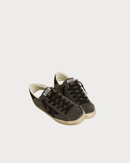 GOLDEN GOOSE Women’s Super - Star in black Swarovski crystals with black suede star | 黃金鵝 女款 Super - Star 黑色施華洛世奇水晶款,搭配黑色麂皮星星(黑色) - LondonKelly 英國名牌代購