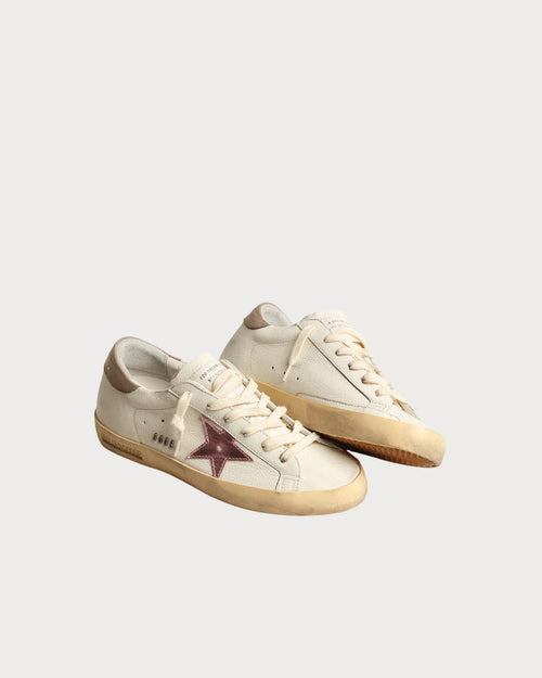GOLDEN GOOSE Women's Super - Star in white nappa with pink metallic leather star | 黃金鵝 女款 Super - Star 白色納帕皮革款,搭配粉色金屬皮革星星(白色) - LondonKelly 英國名牌代購