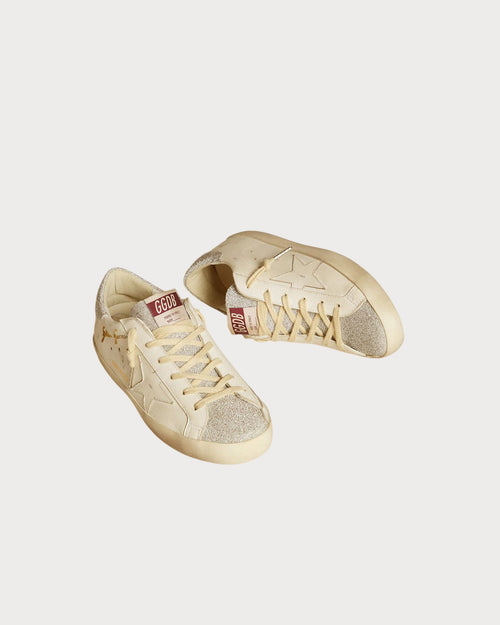 GOLDEN GOOSE Women’s Super - Star LTD in white leather with Swarovski micro - crystal inserts | 黃金鵝 女款 Super - Star LTD 白色皮革款,搭配施華洛世奇微水晶鑲嵌(白色) - LondonKelly 英國名牌代購