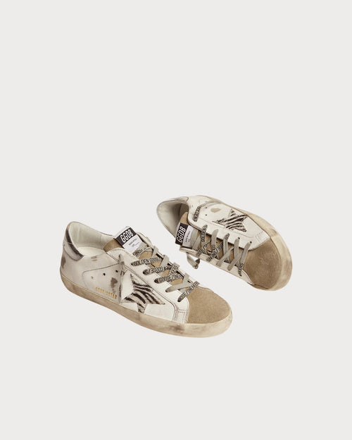 GOLDEN GOOSE Women's Super - Star with zebra print pony skin star | | 黃金鵝 女款 Super - Star 搭配斑馬紋小馬皮星星(白色) - LondonKelly 英國名牌代購