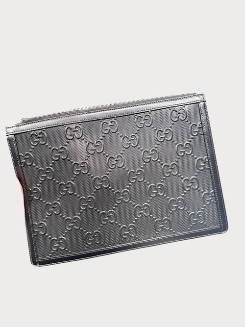 GUCCI Men's All Black Tennis 20 Pouch Leather(全黑色) - LONDONKELLY 英國名牌代購