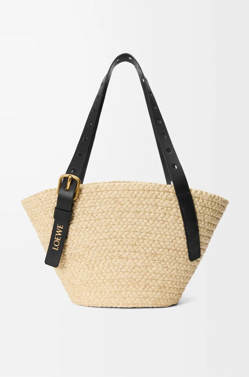 Loewe Small Punch Hole Basket in Raffia and Calfskin | 羅意威 草編籃 (啡色) - LondonKelly 英國名牌代購