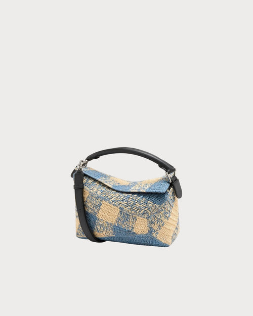 LOEWE Small Puzzle Edge Bag in Raffia and Calfskin | 羅意威 草編袋 (藍色) - LondonKelly 英國名牌代購