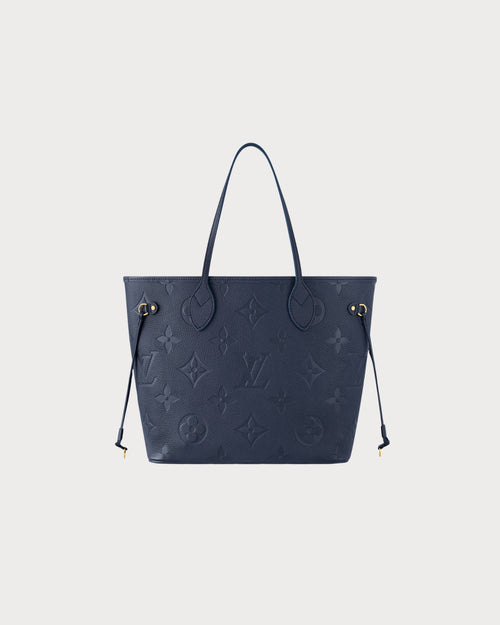LOUIS VUITTON M45685 Neverfull MM Tote Bag Monogram Empreinte Leather | 路易威登 手提袋 (Navy)