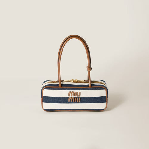 MIU MIU Beau Canvas and Leather Bag | 繆繆 手袋 (藍白色) - LondonKelly 英國名牌代購