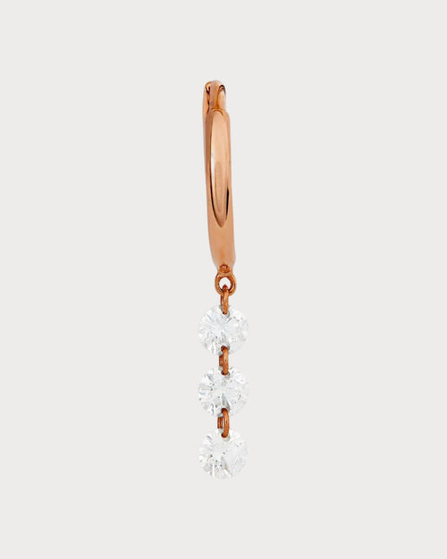 PERSEE Rose Gold and Diamond 3 - Stone Single Hoop Earring | 玫瑰金鑽石三顆石單圈耳環 (玫瑰金款) - LondonKelly 英國名牌代購