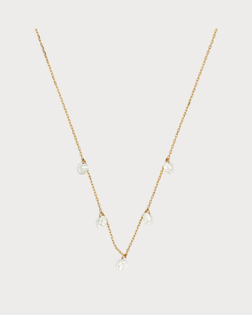 PERSEE Yellow Gold and Diamond 5 - Stone Danae Necklace | 黃金鑽石5顆石達娜伊項鍊 (黃金) - LondonKelly 英國名牌代購