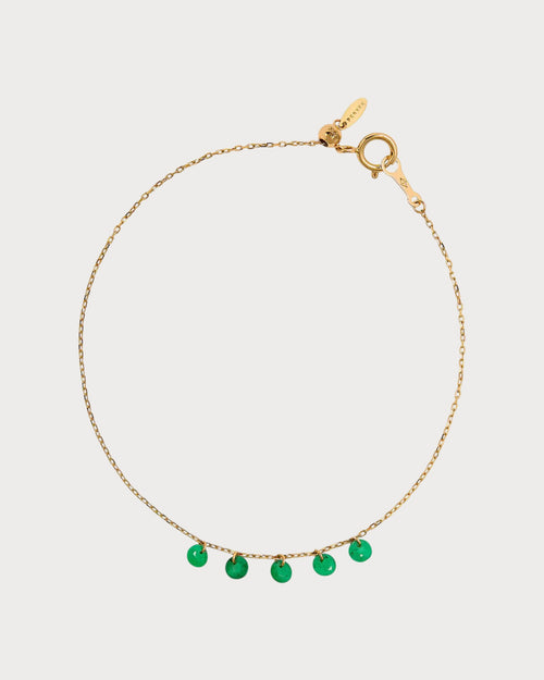 PERSEE Yellow Gold and Emerald 5 - Stone Hang Up Bracelet | 黃金綠寶石五石吊墜手鍊 (黃金) - LondonKelly 英國名牌代購