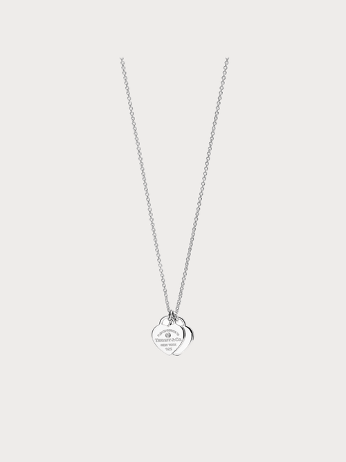 TIFFANY & CO. Double Heart Tag Pendant in Silver with a Diamond(Mini/4 Colors) - LONDONKELLY 英國名牌代購