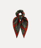 VIVIENNE WESTWOOD Logo - Embroidered Tartan Silk Scrunchie | 西太后 絲質髮圈 (紅色) - LondonKelly 英國名牌代購