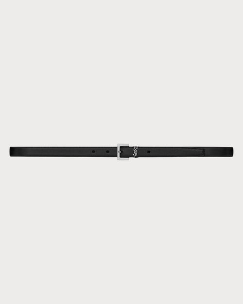 YSL SAINT LAURENT Cassandre Thin Belt with Square Buckle | 聖羅蘭 皮帶 (黑色)