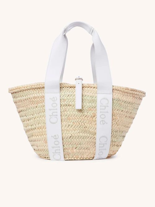 CHLOE Sense Medium Basket | 蔻依 草編袋 (White)