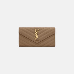YSL Cassandre Matelasse LARGE Flap Grain Leather Wallet (Many Colours) - LONDONKELLY