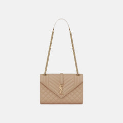 YSL Envelope MEDIUM Grain Leather Chain bag (Many Colours) - LONDONKELLY