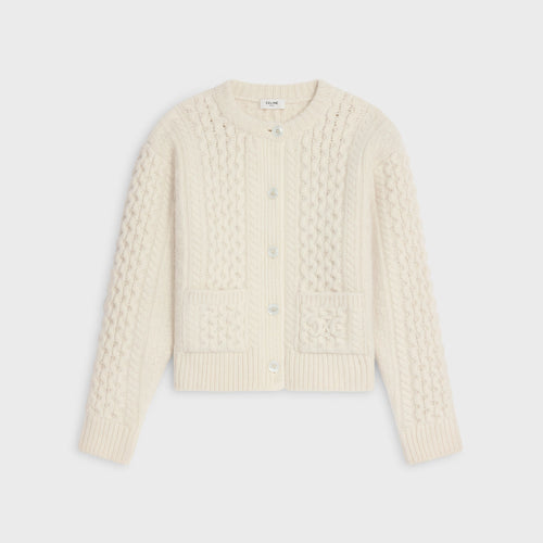 CELINE Triomphe Cardigan in Aran Wool | 賽琳 冷外套 (米白色)