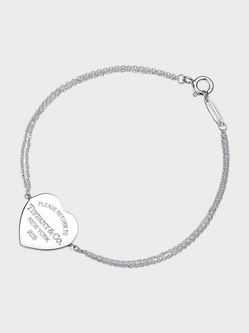 TIFFANY & CO. Return to Tiffany Heart Tag Double Chain Bracelet(Silver)
