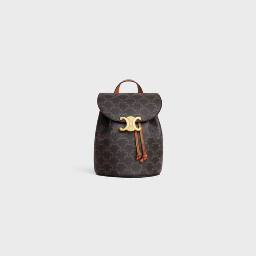 CELINE Backpack Celine Bonnie in Triomphe Canvas &amp; Calfskin | Celine Backpack (Brown)