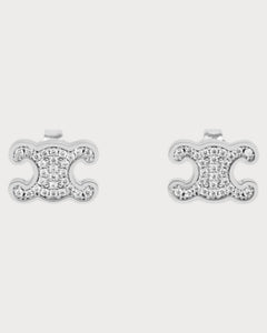 CELINE Triomphe Rhinestone Studs | Celine crystal Arc de Triomphe earrings (multi-color)