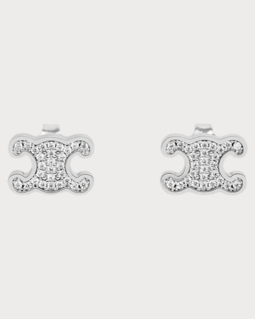 CELINE Triomphe Rhinestone Studs | Celine crystal Arc de Triomphe earrings (multi-color)