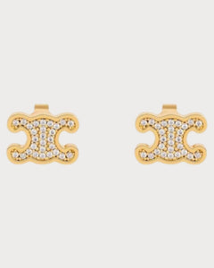 CELINE Triomphe Rhinestone Studs | Celine crystal Arc de Triomphe earrings (multi-color)