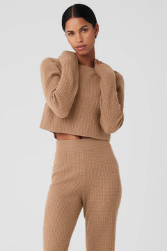 ALO YOGA Cashmere Plush Waffle Cropped Long Sleeve | 羊絨絨毛格紋短版長袖上衣 (多色)