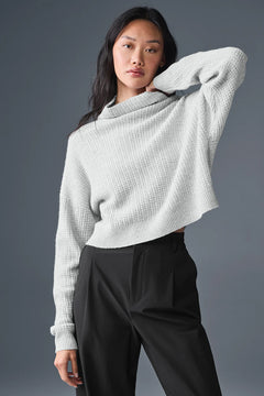ALO YOGA Cashmere Plush Waffle Turtleneck Pullover | 羊絨絨毛格紋高領套頭上衣 (多色)