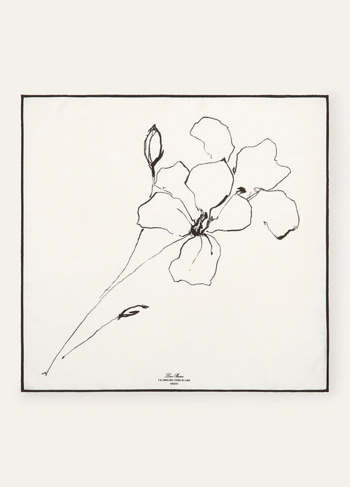 LORO PIANA La Linea Del Fiore Di Lino Foulard | Loro Piana silk scarf (black and white)