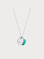 TIFFANY & CO. Double Heart Tag Pendant(Small/Blue)