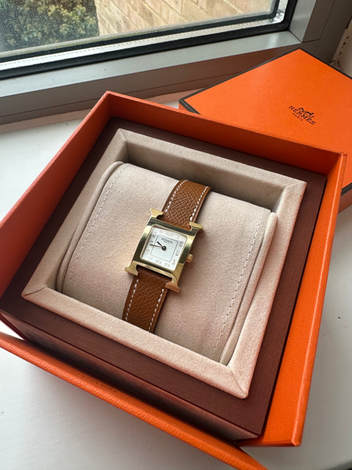 HERMES Heure H Watch Small Size | Hermès Small Size H Watch (25mm/gold/silver buckle) 