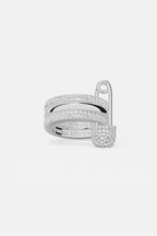 APM MONACO A22271OX Love, Smile, Bonheur Triple Hoop Safety Pin Ring | 三環安全別針戒指 (銀色) - LondonKelly 英國名牌代購